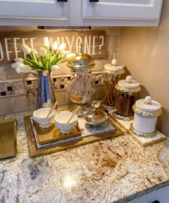 Inspire Me! Home Decor Bowl With Gold Floral Handle