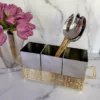 Inspire Me! Home Decor Silver And Gold Metal 3 Section Silverware Holder