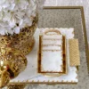 Inspire Me! Home Decor Marble Coasters W/ Gold Trim And Tray Set