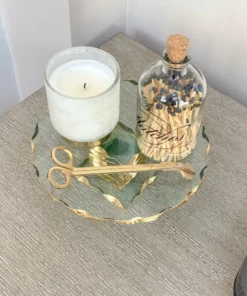 Inspire Me! Home Decor Stacked Glass Cake Stand With Textured Gold Rim (2 Sizes ) 33 Inspire Me! Home Decor Stacked Glass Cake Stand With Textured Gold Rim (2 Sizes )