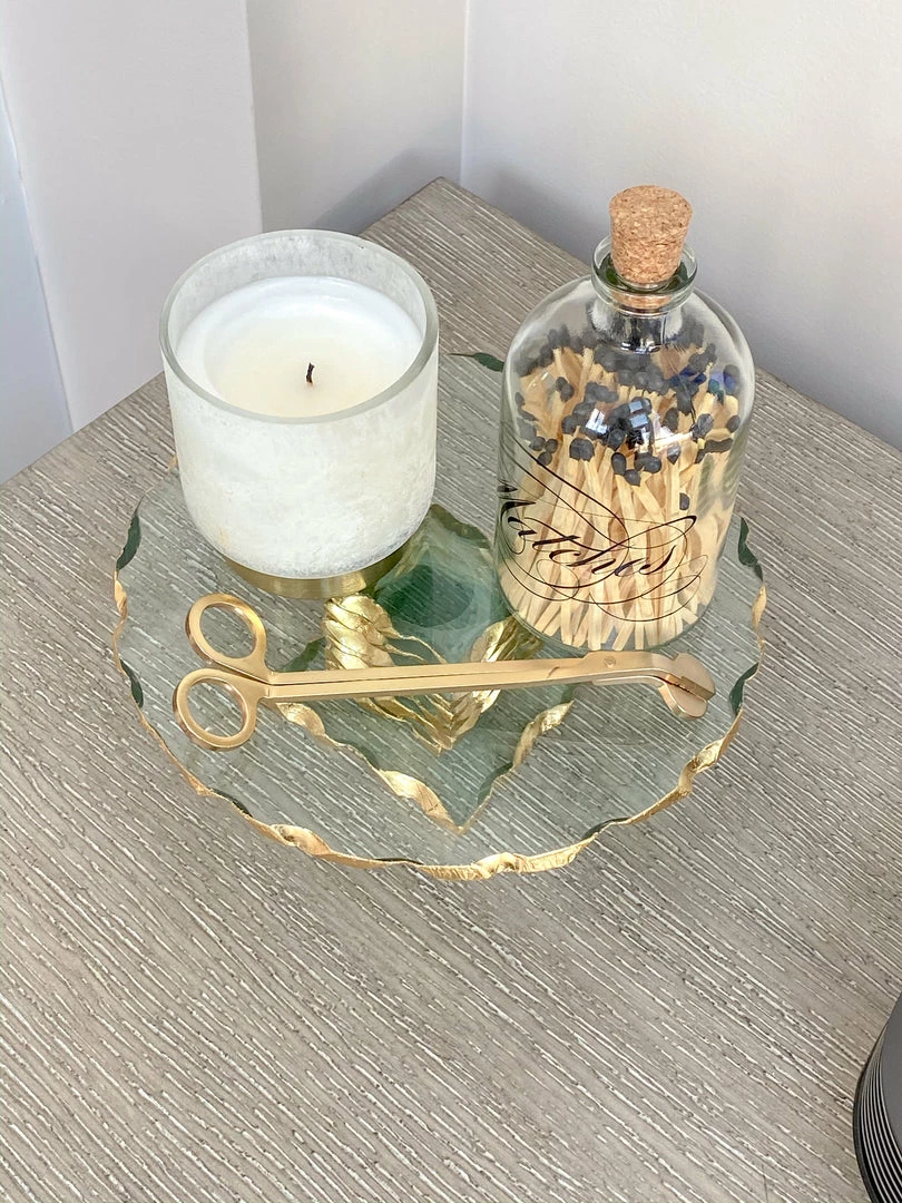 Inspire Me! Home Decor Stacked Glass Cake Stand With Textured Gold Rim (2 Sizes ) 17 Inspire Me! Home Decor Stacked Glass Cake Stand With Textured Gold Rim (2 Sizes )