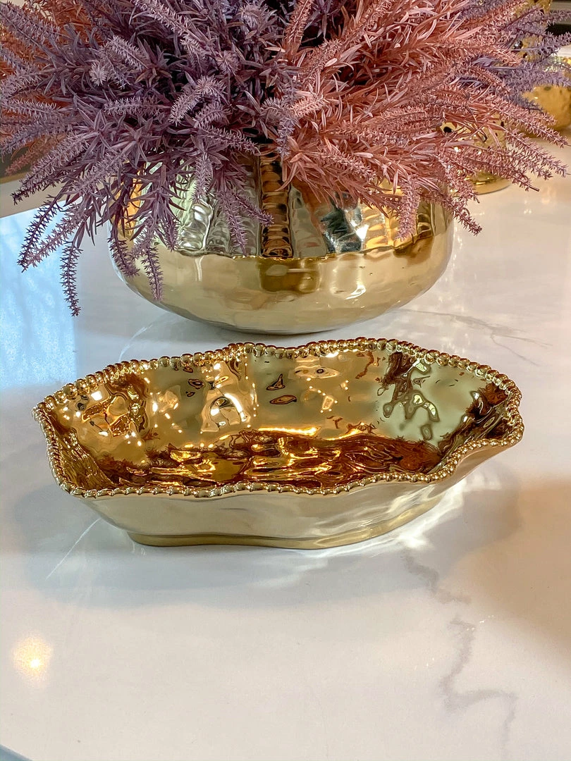 Inspire Me! Home Decor Gold Wavy Beaded Serving Bowl 3 Inspire Me! Home Decor Gold Wavy Beaded Serving Bowl