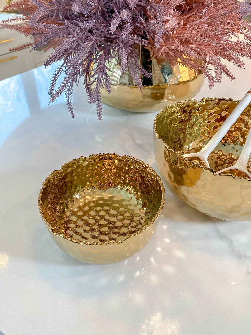 Inspire Me! Home Decor Hammered Porcelain Gold Bowl (2 Sizes) 6 Inspire Me! Home Decor Hammered Porcelain Gold Bowl (2 Sizes)