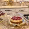 Inspire Me! Home Decor Gold Leaf Detailed Cake Plate W/ Textured Glass Dome