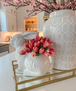 Inspire Me! Home Decor White Indoor/Outdoor Rabbit Planter/Vase SEASONAL