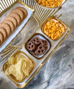 Inspire Me! Home Decor 3 Square Snack Bowls W/Tray Set Gold