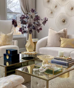 Inspire Me! Home Decor Gold Circle Mirror Tray W/ Circle Feet