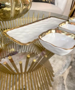 Inspire Me! Home Decor 3 Square Snack Bowls W/Tray Set Gold 12 Inspire Me! Home Decor 3 Square Snack Bowls W/Tray Set Gold