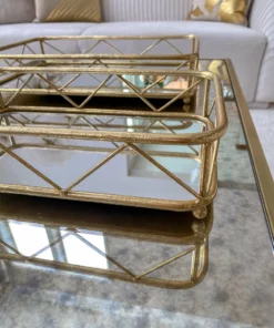Inspire Me! Home Decor Set Of 2 Gold Mirrored Trays