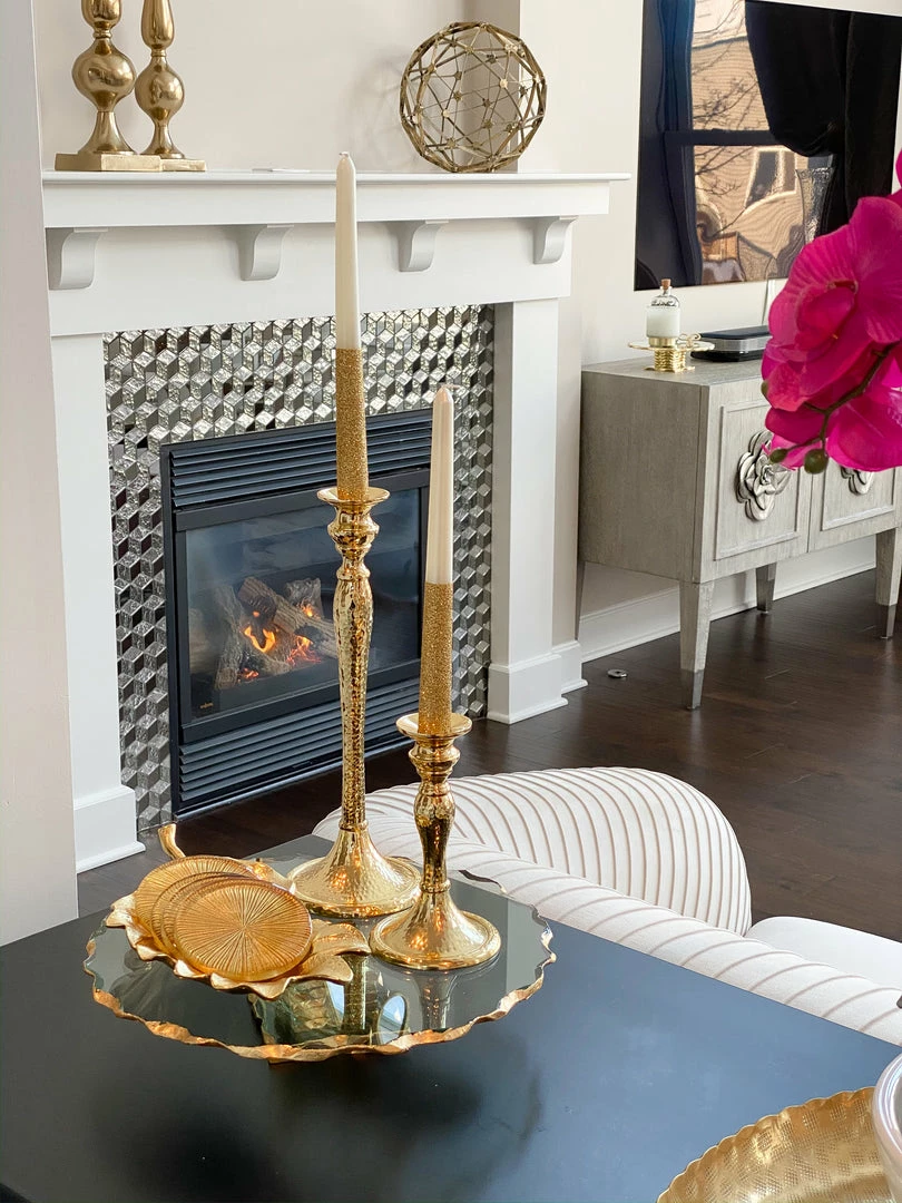 Inspire Me! Home Decor Stacked Glass Cake Stand With Textured Gold Rim (2 Sizes ) 15 Inspire Me! Home Decor Stacked Glass Cake Stand With Textured Gold Rim (2 Sizes )