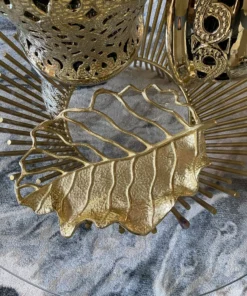 Inspire Me! Home Decor Gold Openwork Leaf Decor/ Trivet