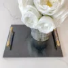 Inspire Me! Home Decor Black Marble Tray W/ Coil Handles And Knife 1 Inspire Me! Home Decor Black Marble Tray W/ Coil Handles And Knife