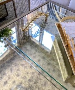 Inspire Me! Home Decor Glass Tray With Gold Metal Vine Handles