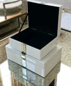Inspire Me! Home Decor White Glass And Mirror Decorative Boxes (2 Sizes)