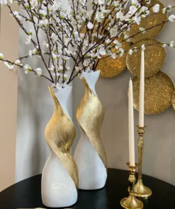 Inspire Me! Home Decor Gold And White Twisted Vase (2 Sizes) 19 Inspire Me! Home Decor Gold And White Twisted Vase (2 Sizes)