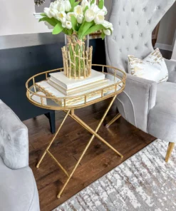 Inspire Me! Home Decor Gold Oval Accent Table With Mirror Top