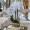 Inspire Me! Home Decor White Potted Faux Orchid Floral Stems