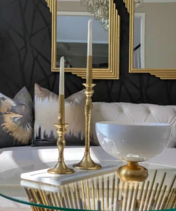 Inspire Me! Home Decor White Glass Bowl With Gold Round Base