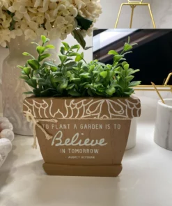 Inspire Me! Home Decor Faux Foliage Potted Inspirational Sign (3 Styles)