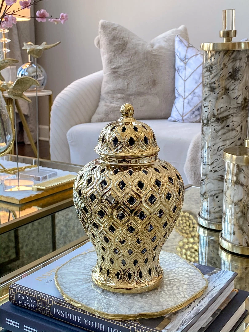 Inspire Me! Home Decor Extra Mini/Miniature Gold Ginger Jar 4 Inspire Me! Home Decor Extra Mini/Miniature Gold Ginger Jar