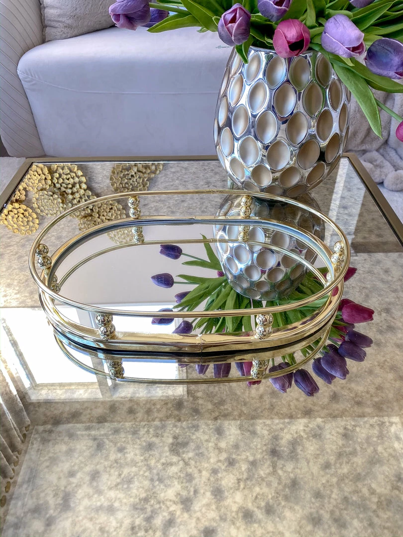 Inspire Me! Home Decor Gold Oval Mirror Tray 4 Inspire Me! Home Decor Gold Oval Mirror Tray