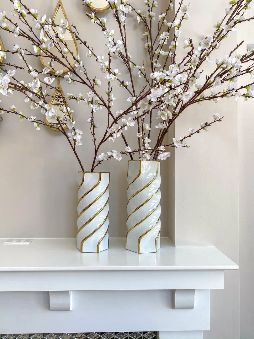 Inspire Me! Home Decor Gold And White Twist Vase (2 Sizes) 4 Inspire Me! Home Decor Gold And White Twist Vase (2 Sizes)