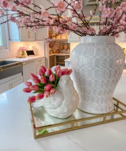 Inspire Me! Home Decor SEASONAL White Outdoor/Indoor Bird Planter/Vase