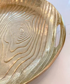 Inspire Me! Home Decor Gold Metal Wood Pattern Round Tray 11 Inspire Me! Home Decor Gold Metal Wood Pattern Round Tray
