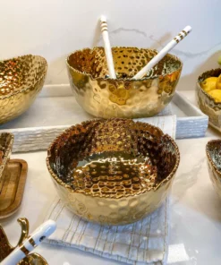 Inspire Me! Home Decor Hammered Porcelain Gold Bowl (2 Sizes)