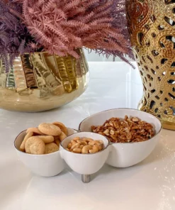 Inspire Me! Home Decor Silver And White 3 Section Serving Bowls