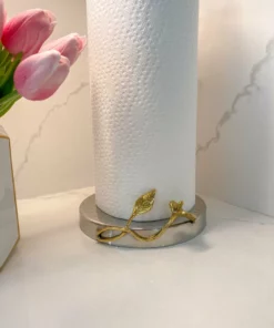 Inspire Me! Home Decor Gold Leaf Detailed Paper Towel Holder ( Available In 2 Sizes)