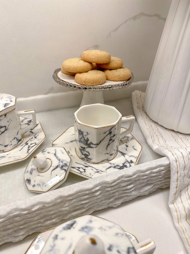 Inspire Me! Home Decor Gold Marbled Hexagon Espresso Tea Set Of 6 5 Inspire Me! Home Decor Gold Marbled Hexagon Espresso Tea Set Of 6