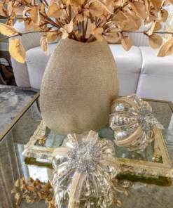 Inspire Me! Home Decor Ceramic Textured Metallic Vase ( Gold & Silver )