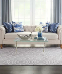 Nourison Joli Area Rug - Grey/White (3 Sizes) PILLOWS, RUGS, & THROWS