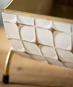 Inspire Me! Home Decor Indoor/Outdoor Gold And White Planters (2 Sizes)