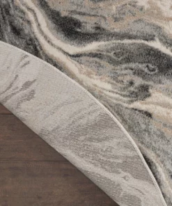 Nourison Elegance Round Area Rug - Grey/Charcoal/Beige (3 Sizes) PILLOWS, RUGS, & THROWS