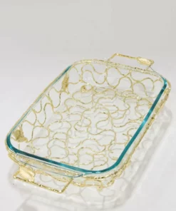 Inspire Me! Home Decor Rectangular Pyrex With Gold Branch Detailed Holder