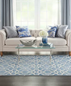 Nourison Joli Area Rug - Blue/White (3 Sizes) PILLOWS, RUGS, & THROWS